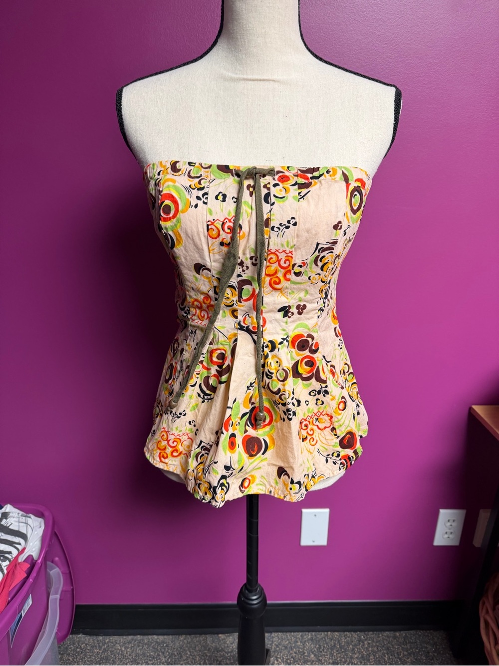 Plenty by Tracy Reese Strapless Floral Peplum Top in Peach